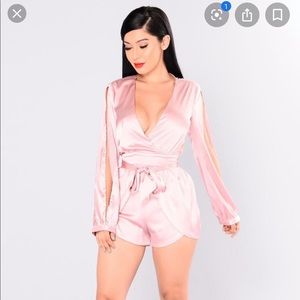 Pink Satin Fashion Nova Romper *NEW*